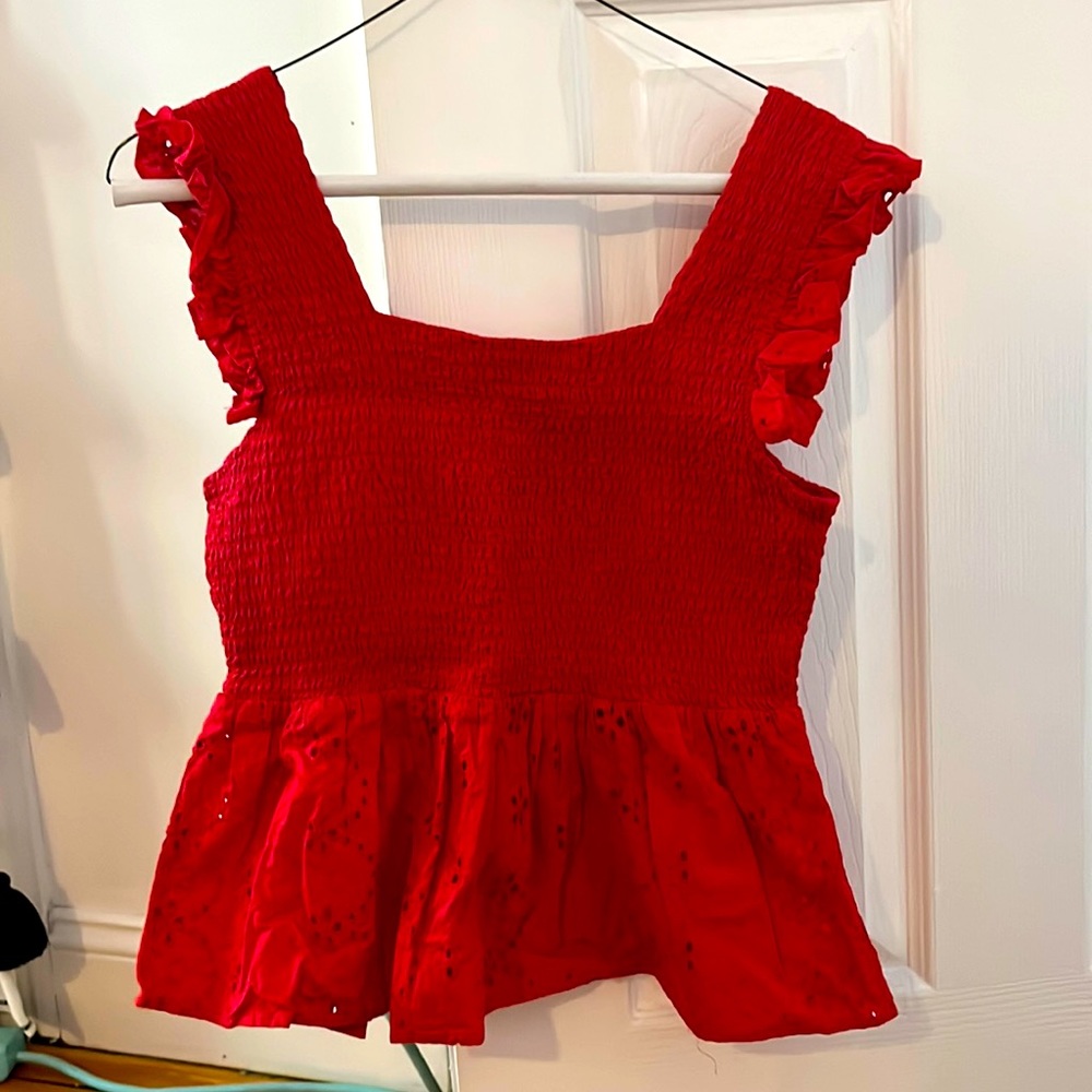 Women’s Red Eyelet Tank Top